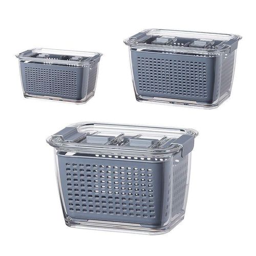 3pcs Fresh Food Storage Containers refrigerator organizer and removable drain tray
