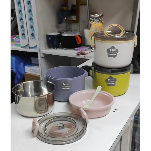 Stainless Steel Round Thermal Lunch Box with Clear Lid – Double Insulation Food Container