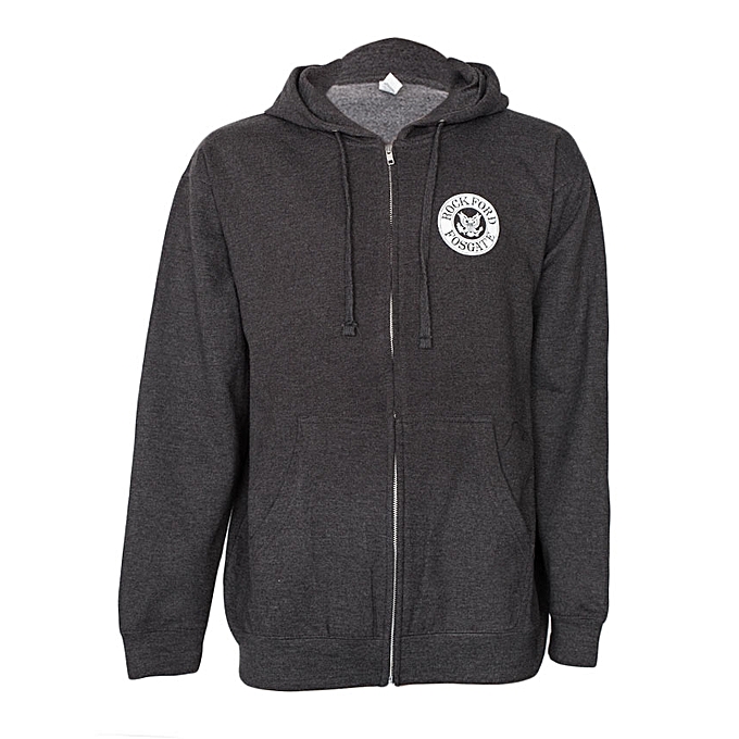 ROCKFORD FOSGATE Charcoal Heather Grey Zip-Up Hoodie With RF Design ...