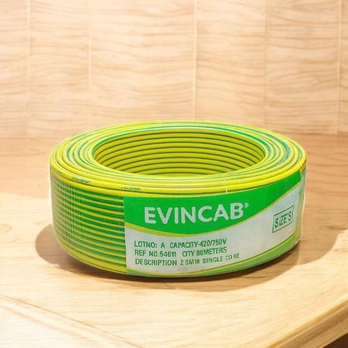 Yellow Green 2.5mm Single Core Solid Wire with Thick PVC Insulation High Conductivity Weather Resistant Indoor Electrical Wiring Cable