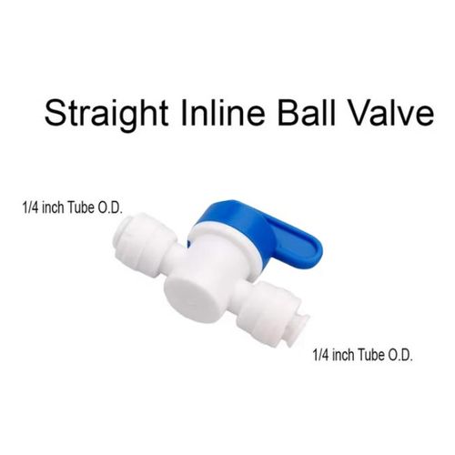 INLINE SHUT OFF BALL VALVE PLASTIC OD QUICK CONNECT PUSH FIT FITTINGS FOR REVERSE OSMOSIS WATER SYSTEM UNDERSINK PURIFIER