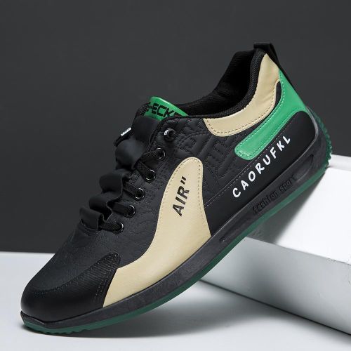 Mens Shoes Casual Sneakers Lace-up Skate Shoes Comfortable Retro Fashion Mens Sneakers- - Black