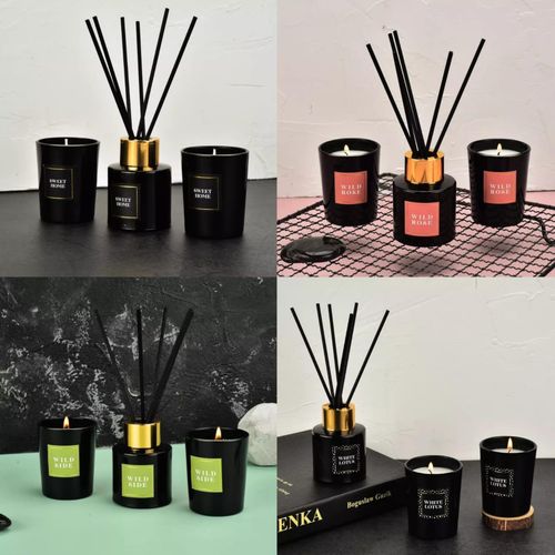 50ml Reed Diffuser with 2 Scented Candles Aromatherapy Essential Oil Set for Home Relaxation and Stress Relief