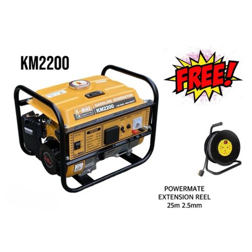 1.2KW Petrol Generator 5L Tank , 80CC , 154F Engine , Recoil Start , DC and AC Output Gasoline Generator + Free 25M 2.5mm Reel Extension