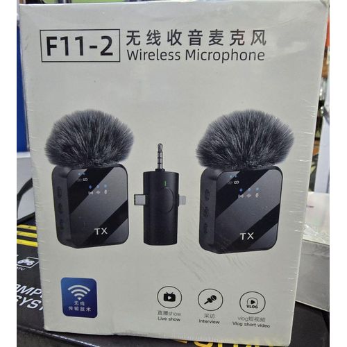 F11-2 Portable Wireless Lavalier Mic – Plug & Play, 3-in-1 Compatibility, DSP Noise Reduction
