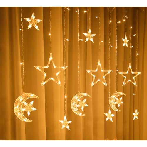 Moon Holding Fairy Curtain Lights