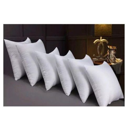 Pack of 5 White Pillows- Soft Fiber Decorative Cushions