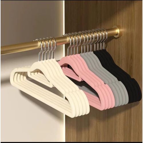 Premium 10 PCS Velvet Non-Slip Hangers with Tie Bar Heavy Duty Closet Organizer