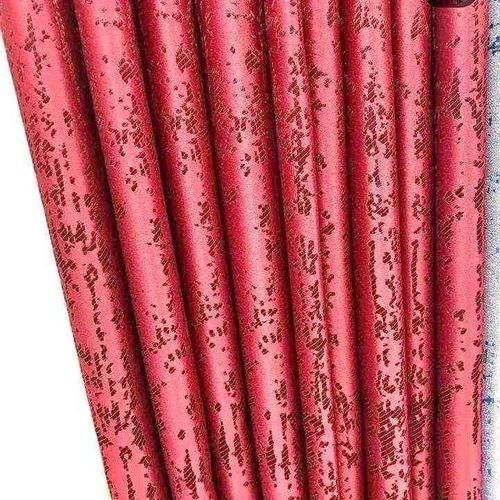 2Pcs Heavy Blackout Red Patterned Curtain and Eyelet Header (1.5M Each) with White Heavy Sheer with Eyelet Header (2M)