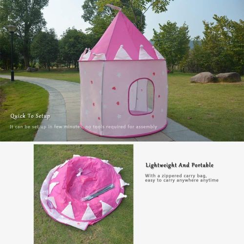 Portable Kids Play Tent Castle - Indoor and Outdoor Children's Playhouse - Pop-Up Toy Tent for Boys and Girls - Pink Princess & Blue Starry Night Designs