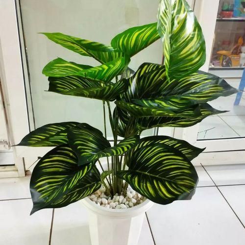 Stripped Artificial Flowers With Decorating Stones And Vase