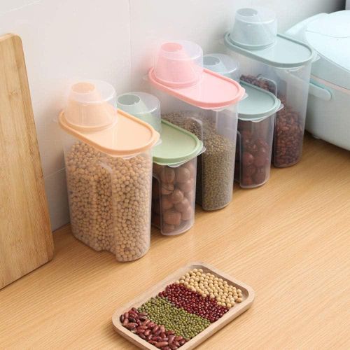 Multipurpose Airtight Food Storage Container with Measuring Cup Top - Cereal, Rice, Flour, Grains Organizer