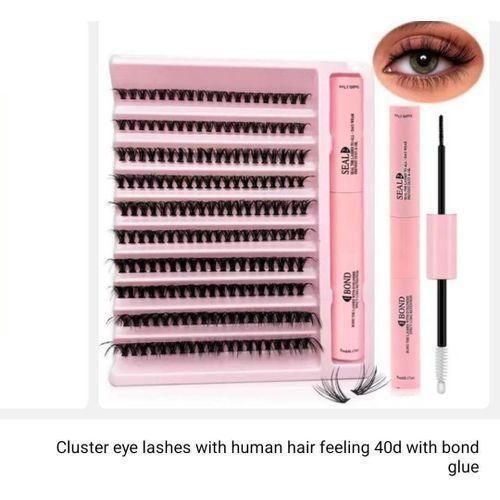 Seal Cluster eye lashes with human hair feeling 40d with bond glue