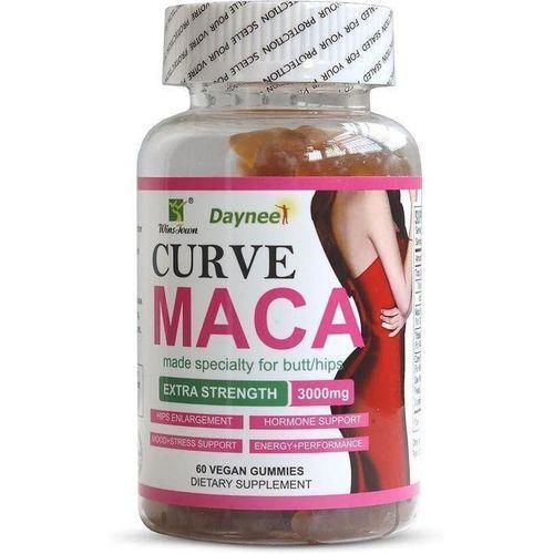 Curve Maca Gummies 3000mg Tribulus Herbal Supplements for ButtHIPS Enlargement and Hormonal Balance Mixed Fruit Flavor 60 Count