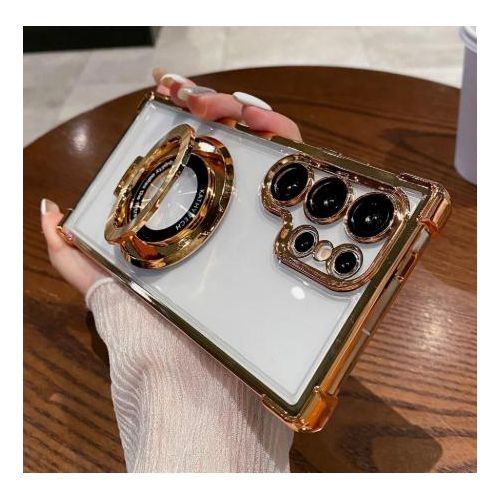 COLNEL MagSafe Stand Case for Samsung Galaxy S25 Ultra – Slim Magnetic Wireless Charging Compatible Protective Cover (Goldish)