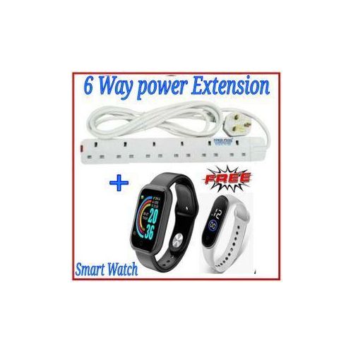 6 Way Power Extension Cable+Smart Watch+ Wrist Band Watch