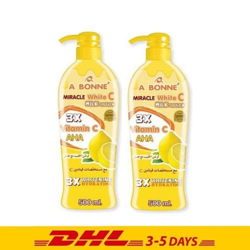 Miracle White Vitamin C Milk Whitening AHA Skin Smooth Soft Skin CollagenAbonne X3 Whitening Lotion 400ml AUTHENTIC FROM THAILAND