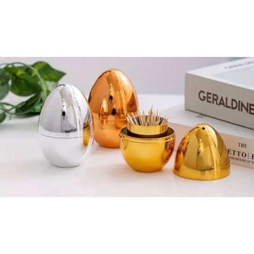 European Style Egg Shaped Toothpick Holder - Push-Button Automatic Dispenser, Luxury & Stylish Table Decor