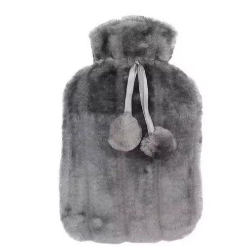 Hot Water Bottles With Faux Fleece Cover-Grey