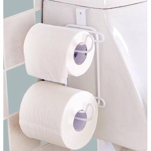 Metallic double tissue holder placed over door or over toilet cistern