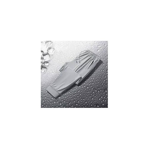 Mens Pants Casual Quick Drying Ice Silk Pants Gray-M