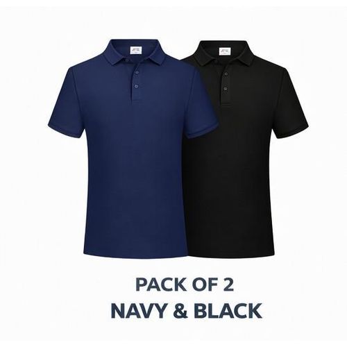 Pack of 2 Navy Blue and Black Polo Shirt For Men