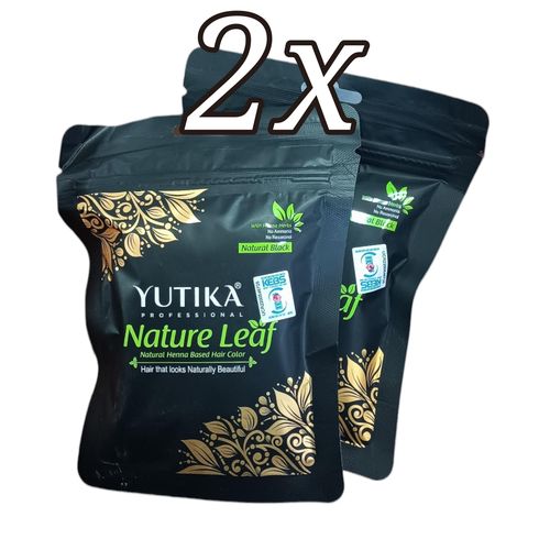 X2 Nature Leaf HAIR HENNA NATURAL BLACK No Ammonia/Resarcinal COLOUR/COLOR RESTORE jm