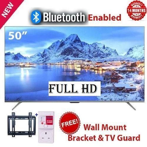 50 Inch TV HTC5008FS Frameless FULL HD Smart Android TV Digital Television ICAST SCREEN MIRRORING Netflix YouTube BLUETOOTH Enabled Wi-Fi Connectivity Inbuilt Decoder 15GBRAM8GB ROM 1 Year Warranty FREE TV GUARD WALL MOUNTING BRACKET