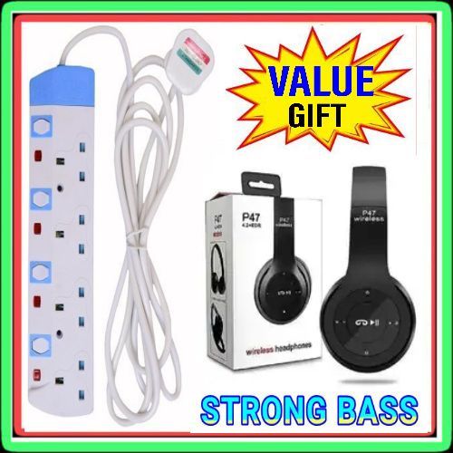 P47 Bluetooth Headphones And Multi-Outlet Power Strip