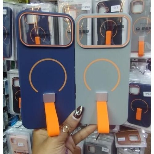 MagSafe Wireless Charge Silicone Strap Grip Matte Magnetic Protective Case with Slim Anti-Fingerprint Design for Apple iPhone 17 Pro - Navy/dark Blue