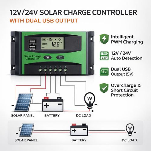 10A 12V24V Controller 100W 200W Regulator