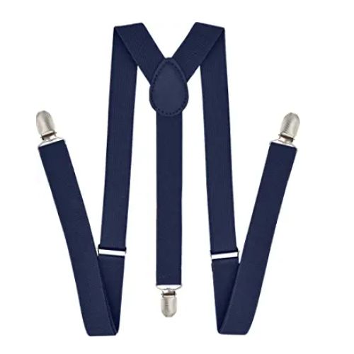 Durable Men Women Clip-on Suspenders- Navy Blue