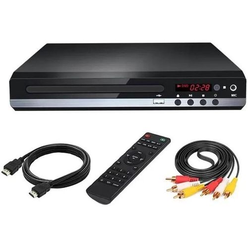 DVD Player Compact HDMI AV Cable USB Input UHD 1080P 5.1 Stereo Surround Region-Free CD Player for Karaoke Study at