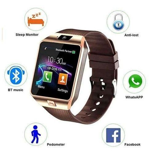 W007 Gold Bluetooth Smartwatch with SIM Support Full Touchscreen Call Message Notifications and Fitness Tracking Smart2030