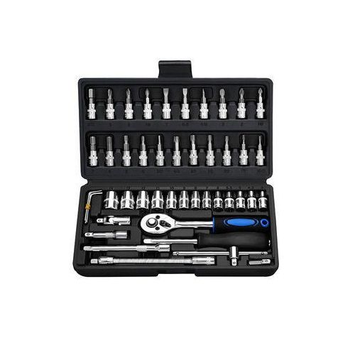 High-Quality Professional Hardware Tool Set: 46-Piece Socket Ratchet Wrench Set For Repairing Cars And Machines