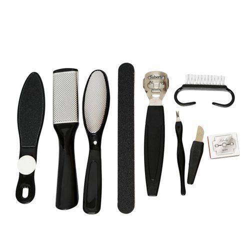 10Pcs Professional Pedicure Tools Set Foot Care Kit Stainless Steel Foot Rasp Foot Dead Skin Remover Callus Clean Feet Care BLAC