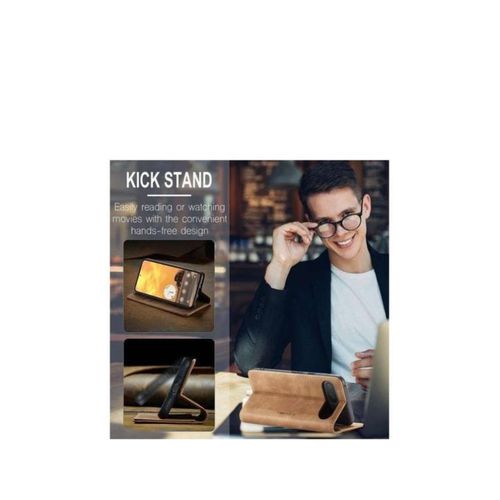 Brown leather wallet for Google Pixel 9 protective flip case with cards holder