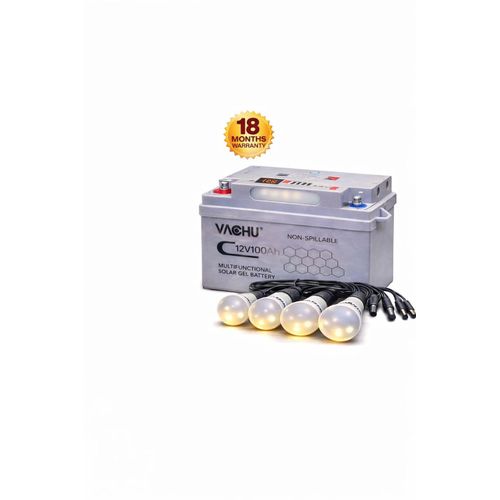 Solar Power Generator 12V 100Ah Battery With 5 DC Bulbs Portable Energy Backup Station For Homes