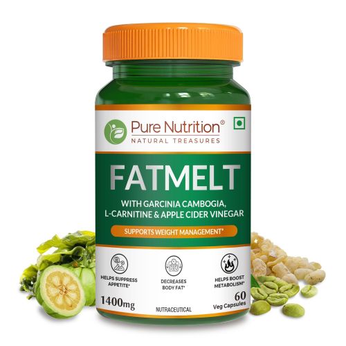 FATMELT 60 Veg Capsules With Garcinia Cambogia L Carnitine and Apple Cider Vinegar For Appetite Control and Weight Management