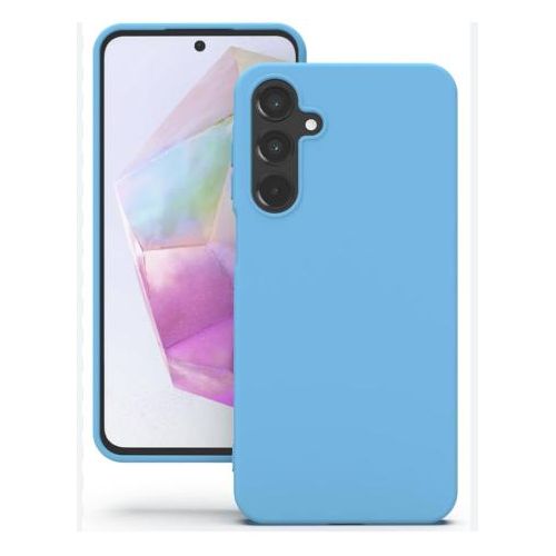 Soft Silicone Back Cover for Samsung Galaxy A35 5G - Light Blue, anti-fingerprint, anti-scratch, durable silicone case