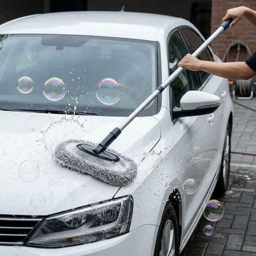 Smooth Maneuverability Precision Movement Long Handle Car Wash Cleaning Mop Brush with detachable Soft microfiber Head
