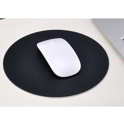Plain Black Round Natural Rubber Mousepad.