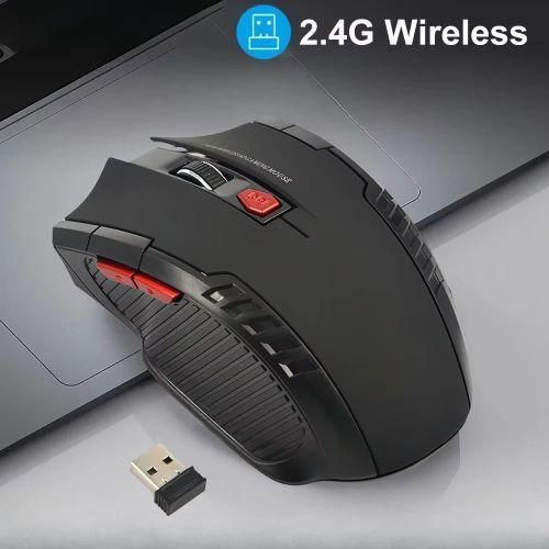 Wireless Optical Mouse Game Mice with USB Receiver Mause for PC Office Laptops (Black)