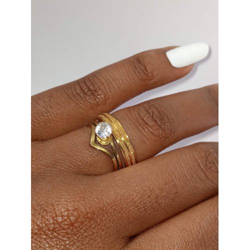 Classical Stainless Steel Solitaire Double Wedding ring Engagement ring Proposal Statement Ring with (free gift box)