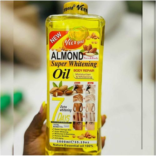 Almond Super Whitening Body Repair Oil, 1000ml-blemishes, discolouration, wrinkles, and dryness.