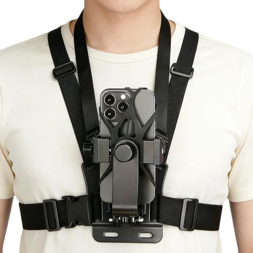 Smartphone Chest Strap Harness with Action Camera Mount for Running and Hiking