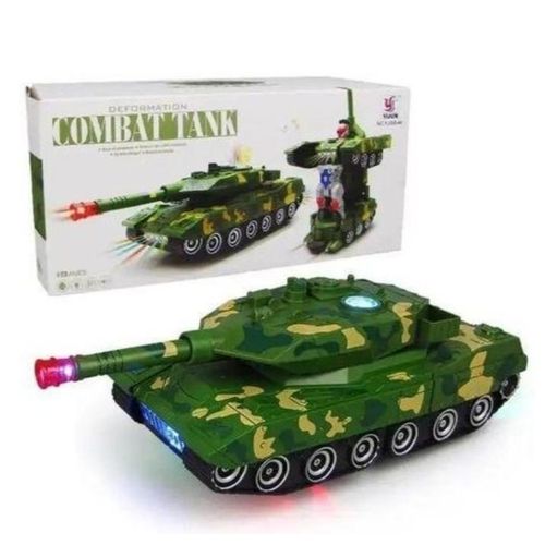 Deformation Combat Tank 2-in-1 Transforming Robot Toy with Lights Sound
