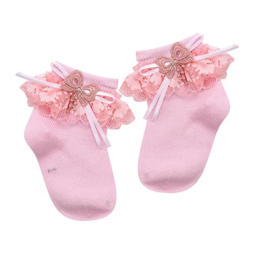 Citgeett Summer Solid Infant Baby Girls Ruffle Socks Sweet Style Lace Princess Dress Ankle Socks Bow0 To 6M