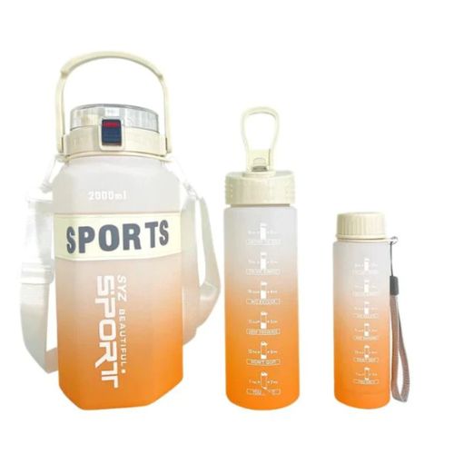 3in1 Sports Motivational Water Bottle With Straw -2