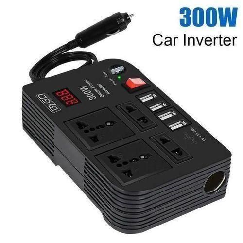 300W Car Inverter: Fast Charge On The Go DC 12V To AC 220V, 4 USB Ports, 2 Universal Sockets, LED Display. Universal Car Laptop Charger With Extra Fuse. Stay Powered Anywhere